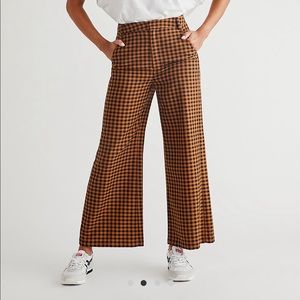 Free People Mott Street Trousers in Tobacco Gingham